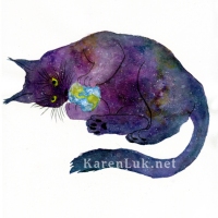 Universe Cat with Earth